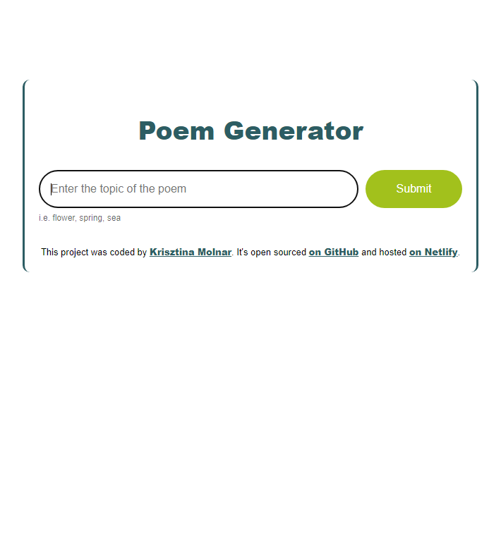 poem generator preview